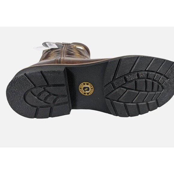 Dan Post Kids Amarillo Western Boot Size 4.5 D Brown Leather Black Embroidered - Picture 2 of 8